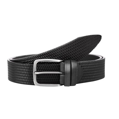 Черен колан с интересен дизайн - Italian belts - 105см