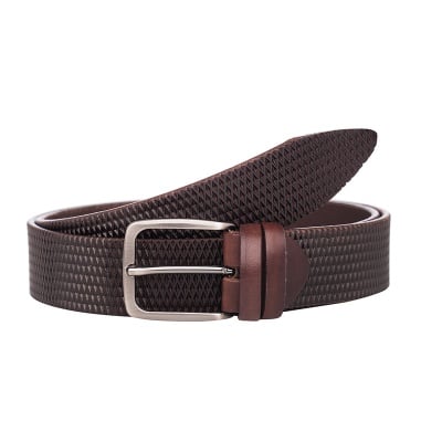 Кафяв колан с интересен дизайн - Italian belts - 120 см