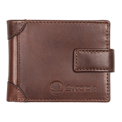 Мъжки кафяв портфейл Auto Set с лого на Skoda