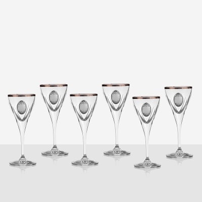 Fusion 6 чаши за ракия, сребърна плочка