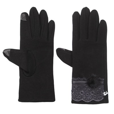 Черни ръкавици с дантела - PIERRE CARDIN