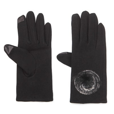 Черни ръкавици с пухче - PIERRE CARDIN