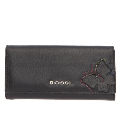 Дамско портмоне цвят Черен с пеперуда ROSSI