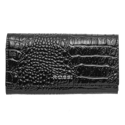 Дамско портмоне цвят черен крокодил- ROSSI