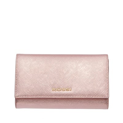 Дамско портмоне цвят Сафиано Блестящо Розово ROSSI