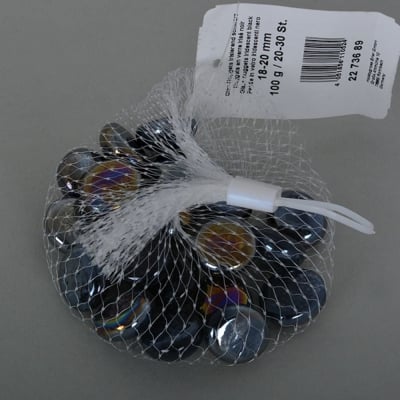 Стъклени камъчета, Glas-Nuggets, 18-20 mm, 100 g / 20-30 бр., преливащи цветове, черни