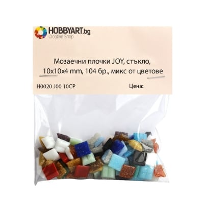 Мозаечни плочки JOY, стъкло, 10x10x4 mm, 104 бр., микс от цветове