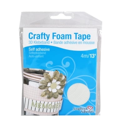 Двустранно лепяща лента Crafty Foam Tape, 4m x 2mm, бяла
