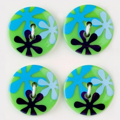 Мини конфети,цветя, 21 mm, 6бр., зелени микс