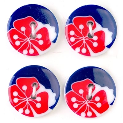 Мини конфети,цветя, 21 mm, 6бр., синьо/червено/бяло