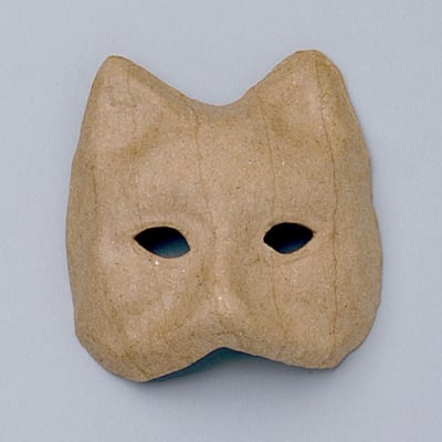 Мини маска от папиемаше, котка, 8,5 x 7,5 x 2 cm