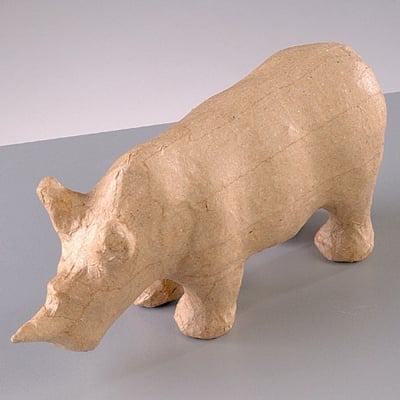 Фигура от папиемаше, носорог, 15.5 x 5 x 7.5 cm