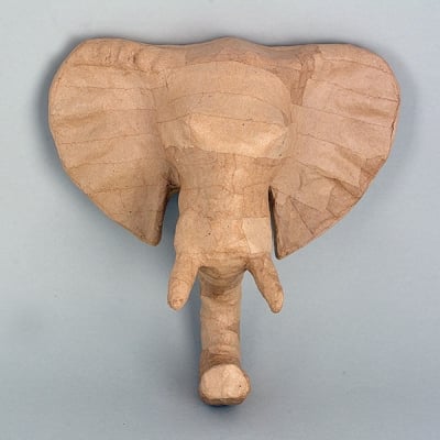 Фигура от папиемаше, трофей слонска глава, 28.5 x 26.5 x 15 cm