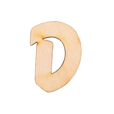 Деко фигурка буква "D", дърво, 19 mm