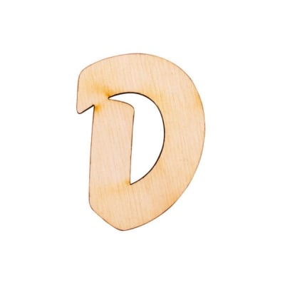 Деко фигурка буква "D", дърво, 50 mm