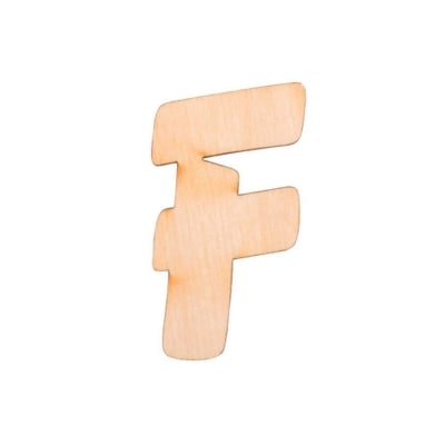 Деко фигурка буква "F", дърво, 50 mm