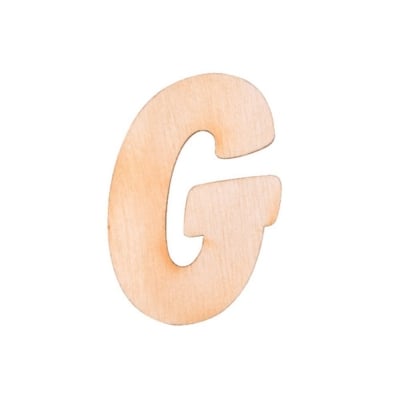 Деко фигурка буква "G", дърво, 50 mm