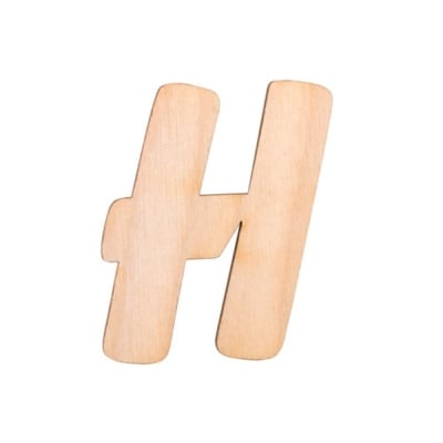 Деко фигурка буква "H", дърво, 28 mm