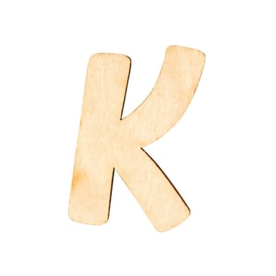 Деко фигурка буква "K", дърво, 28 mm