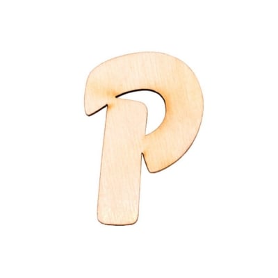 Деко фигурка буква "P", дърво, 28 mm