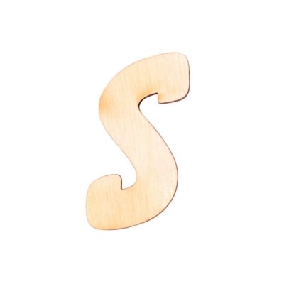 Деко фигурка буква "S", дърво, 50 mm
