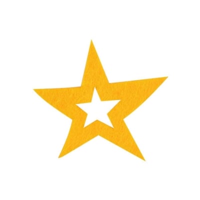 Деко фигурка звезда в звезда, Filz, 60 mm, светложълт