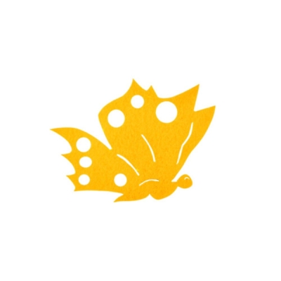 Деко фигурка пеперуда отстрани, Filz, 60 mm, светложълт