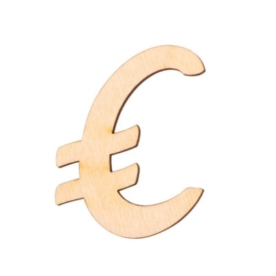 Деко фигурка символ "€", дърво, 28 mm
