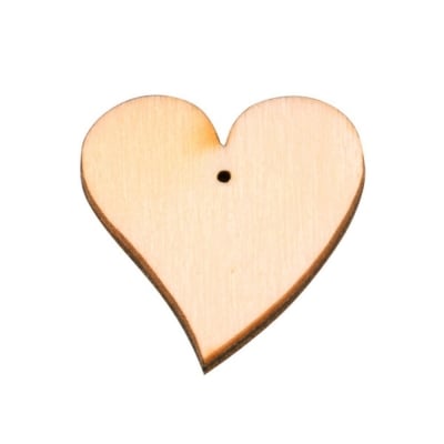 Деко фигурка сърце с отвор, дърво, 30 mm