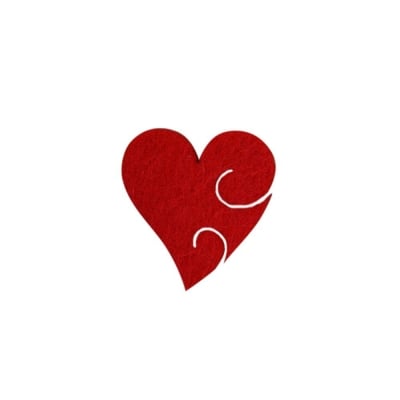 Деко фигурка сърце с фрески, Filz, 30 mm, червен