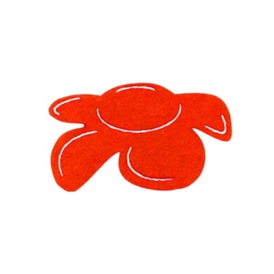 Деко фигурка цвете отстрани, филц, 40 mm, червен