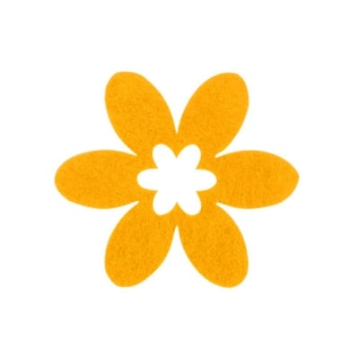 Деко фигурка цвете, филц, 65 mm, жълт