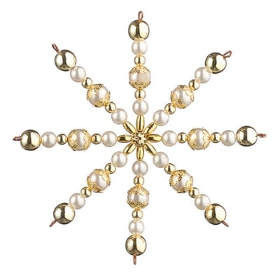 Креативен комплект за направата на звезда от перли, Ø 10 cm, 1 брой, златни/ бели