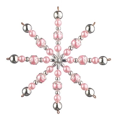 Креативен комплект за направата на звезда от перли, Ø 10 cm, 1 брой, роза/ сребро