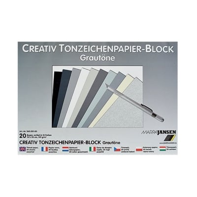 Блок цветен картон, 130 g/m2, 24х34 cm, 20 листа, степени на сиво
