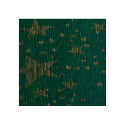 Креп хартия, 35 g/m2, 50 x 250 cm, 1 ролка, зелено на златни звездици