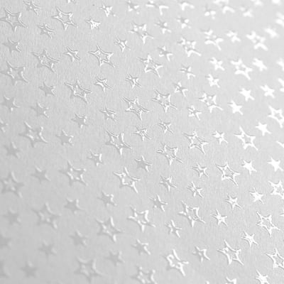 Фото картон с орнаментен лак, 220 g/m2, 47 x 69 cm, 1л, бял със звезди