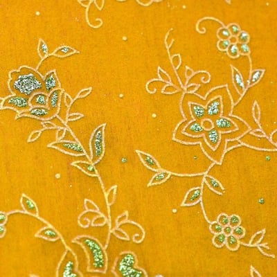 Хартия ръчна памучна, 50 g/m2, 50 x 70cm, 1 л., жълт с релефни растения