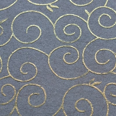 Хартия ръчна памучна, 65 g/m2, 50x70 cm, 1 л., черен със златни арабески