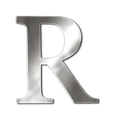 Декоративен символ RicoDesign, "R", SILVER, 32/27 mm