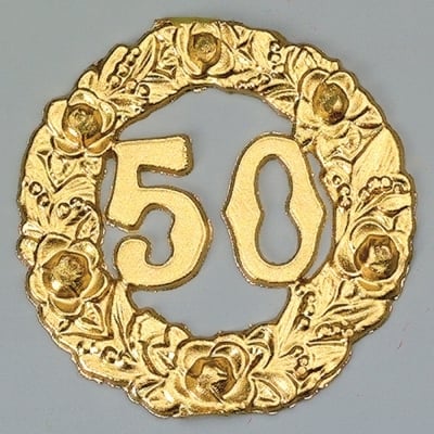 Восъчна декоративна фигура Jubilaum, Kranz 50, 65 mm, 1 бр., златисто