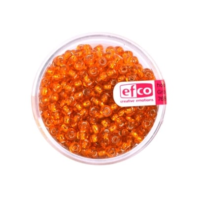 Индиански перли, сребриста нишка, ф 3,5 mm, ~400 бр., оранжеви