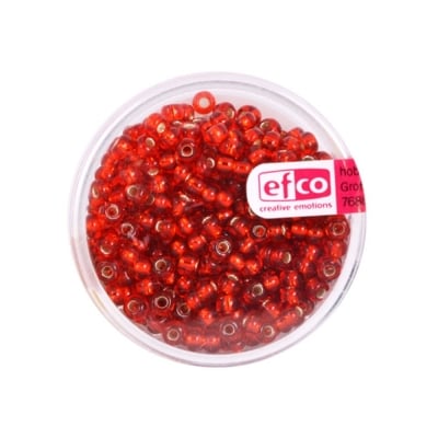 Индиански перли, сребриста нишка, ф 3,5 mm, ~400 бр., червени