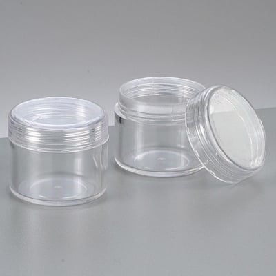 Пластмасова кутия, кръгла, с капачка на винт, ф 3,9 cm x 4,9 cm, прозрачна