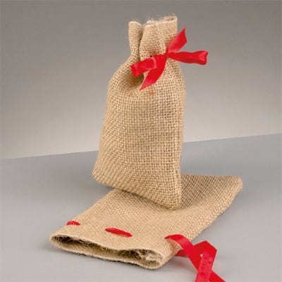 Подаръчна торбичка от юта с панделка, 10 x 14 cm