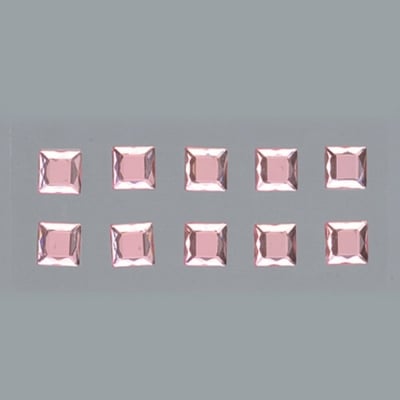 Самозалепващи кристали, Quadrat, квадрат, 4, 5, 6, 8 mm, 48 бр., светла роза
