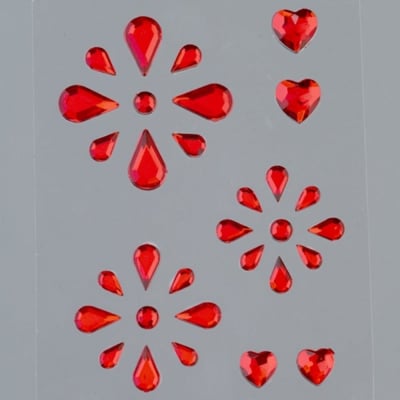 Самозалепващи кристали, Tropfen Mix, 4x7, 5x8, 6x10, 8x13 mm, 31 бр., червени