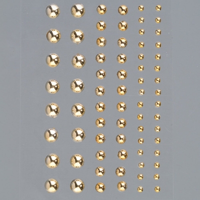 Самозалепващи се перли, Rund, кръг, 3 5 7 mm, 72 бр., златисти