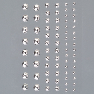Самозалепващи се перли, Rund, кръг, 3, 5, 7 mm, 72 бр., сребристи