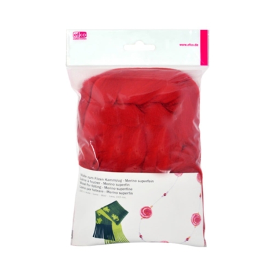 Филц от суперфино мерино, 50 g, червен
